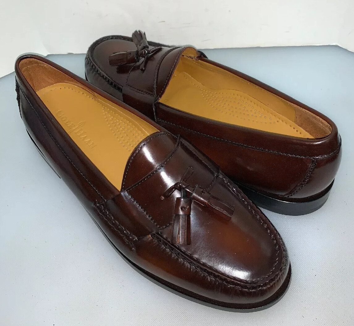 Cole Haan Men 11 D Pinch Tassel Loafers Dress Shoes Mahogany Brown