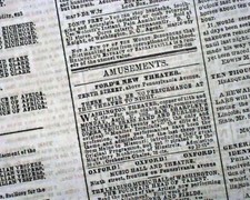 Best ABRAHAM LINCOLN Assassination Ford's Theatre 1865 Washington D.C. Newspaper