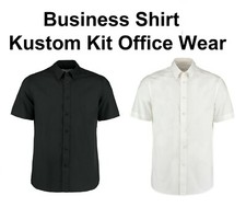 BIG LARGE MENS Kustom Kit KK385 short sleeve shirt office work white black NEW