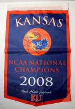 BILL SELF SIGNED AUTOGRAPHED KANSAS JAYHAWKS BASKETBALL CHAMPIONSHIP BANNER FLAG