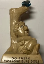 Vintage Man Bird Go Ahead Everyone Else Does Resin Statue USED 1968 Russ Berrie