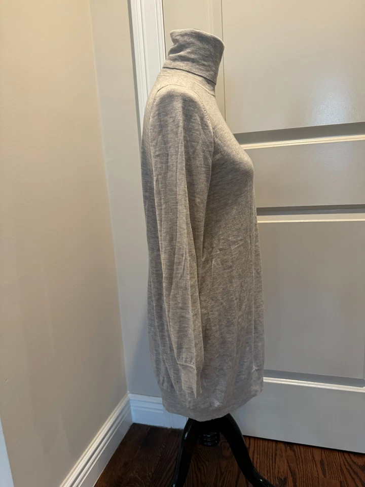 Barney's Co Op 高领米色灰色混色羊绒混纺长毛衣,尺寸 L — 第 4/4 张图片