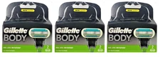 Gillette Body Razor Blade Refills Fits on Mach3 & Venus Handle, 6 Cartridges