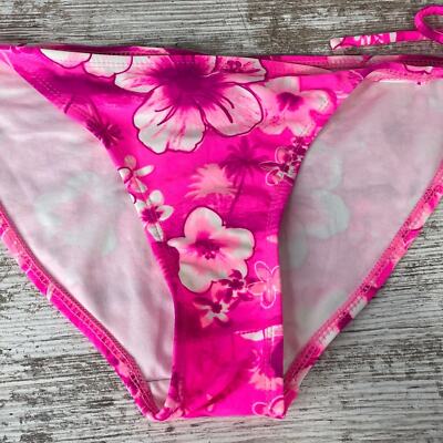 Op Floral Neon Pink Bikini String Bottoms Sz L (11-13)