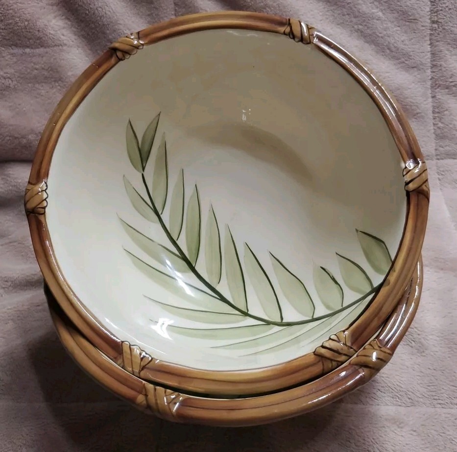 clay art bowls, Bamboo Pattern 6 3/4" Wide 3" High NEW Set Of 2 eBay