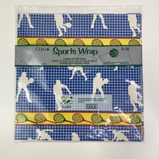 Vintage Cleo Sports Wrapping Paper 2 Sheets Gift Wrap Made in USA Sealed NOS
