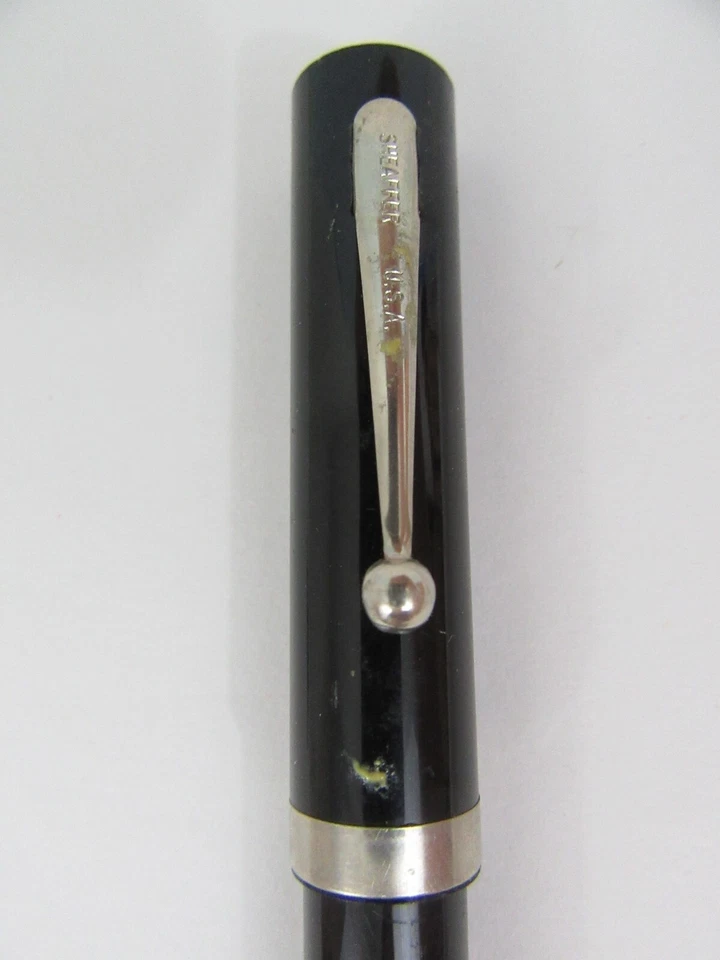 Pluma Estilográfica Vintage Sin Tonterías NEGRA Sheaffer Plumín Fino - Hecha en EE. UU. - Mancha Foto 2 de 4