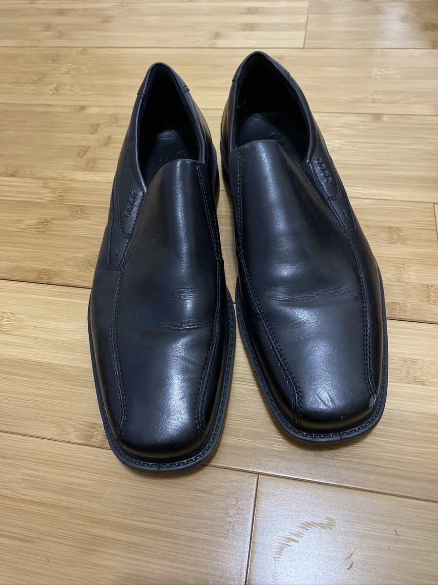 ECCO Mens SZ 45 / US 11 Black Leather Slip On Bike Toe  display picture 1