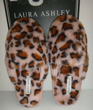 LAURA ASHLEY Dusty Rose Pink Leopard Flat Slippers S 5-6 , L 8-9 , XL 9.5-10.5 