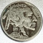 1924 P Buffalo Nickel Good 5 Cent US Coin - SR240