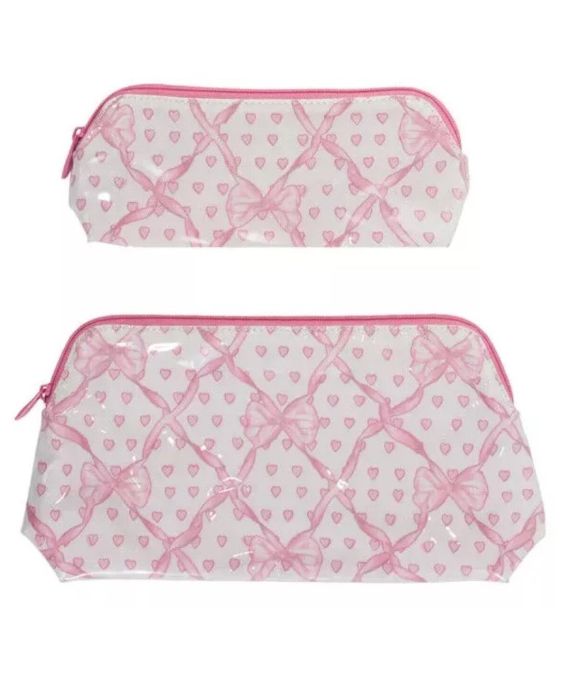 New Roller Rabbit X LoveShackFancy Baby Bow Hearts 2 Cosmetic Bag Make