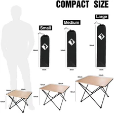 VILLEY 16''/19''/24'' Folding Beach Table Ultralight Camping Side Table w/Bag US