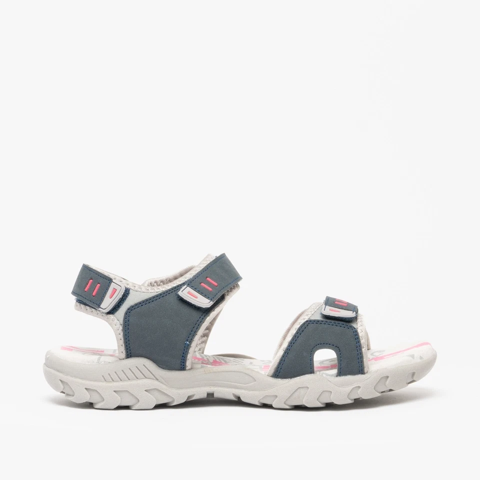 Ladies PDQ Touch Fasten Summer Casual Comfort Holiday Sandals Ladies UK 6 / EU 39 Navy/Grey Synth.Nubuck