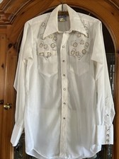VTG TRU-WEST ROCKMOUNT Mens Western Pearl Snap White Shirt Ranch Wear 14 1/2 M