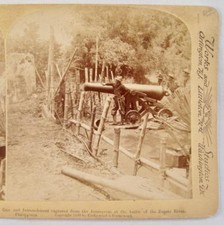 Pistola y atrincheramiento Stereoview Underwood capturados en batalla Zapote of River (O)