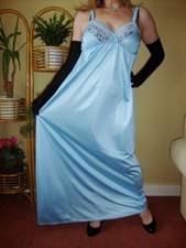 Iced Turquoisee Silky & Lacy Long Formal Length Bra Slip or Nightgown L-XXL BNWT