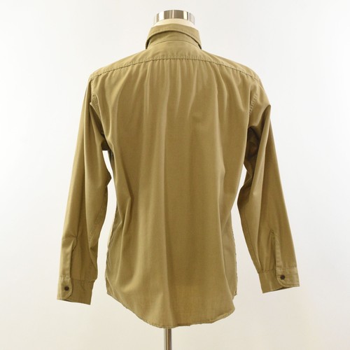 70s Vintage Osh Kosh Western Work Shirt Snap Front Mens L Khaki Cotton Workwear - Picture 3 of 4