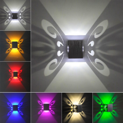 Dimmable/N 3W LED Wall Light Flush Mounted Butterfly Lamp Fixture Up/Down Disco