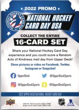 2022 Upper Deck National Hockey Card Day USA -    #NNO Checklist - FREE SHIPPING