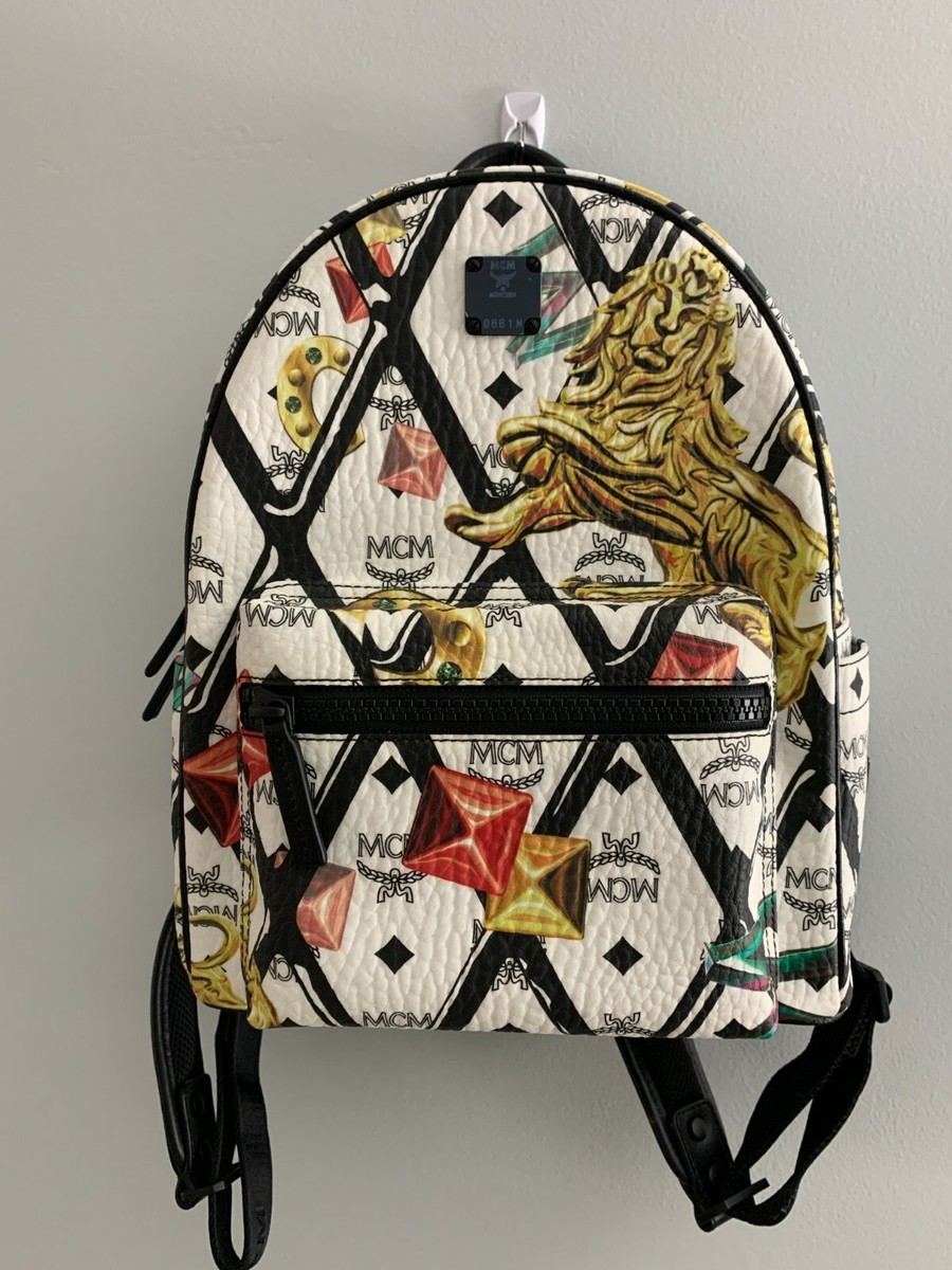 NWT - MCM Ladies Vintage White Stark Motif Rombi Small Backpack | eBay