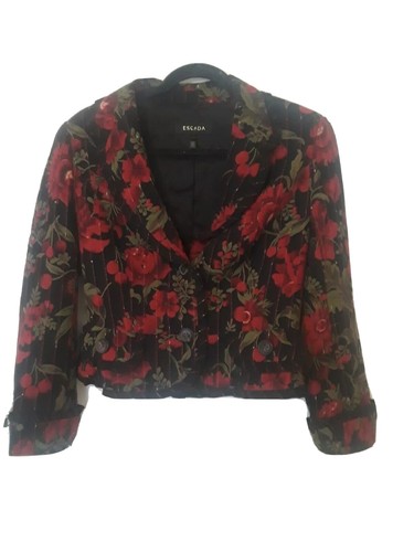 Escada Blazer 38 Red Cherries And Flowers