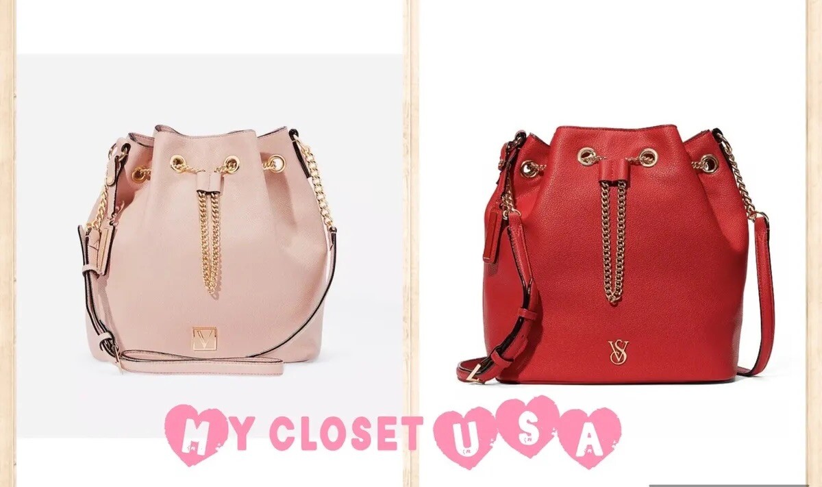 正規品激レア【本革ForeverVSCrossbody】Victoria's secret即発 ❤️ NEW Victoria's Secret Large Bucket Crossbody bag