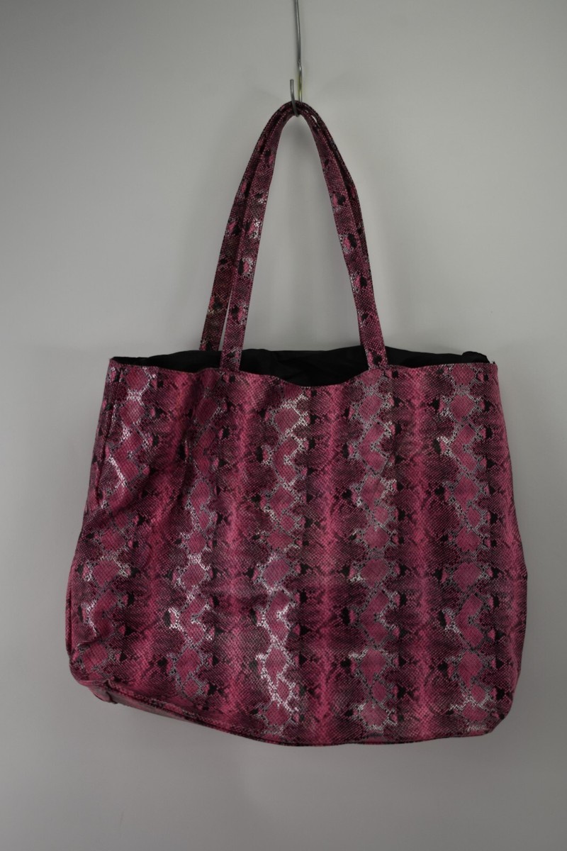 Saks Fifth Avenue Pink Black Snakeskin Print Faux Leather