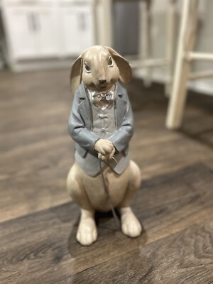 Clayre & Eef Sophisticated Easter Tall Bunny Rabbit With Tailcoat And Cane