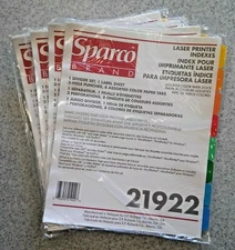 Set of 4 - Laser Printer 8 Tab (Assorted Colors) Index Dividers 3 Hole Punched