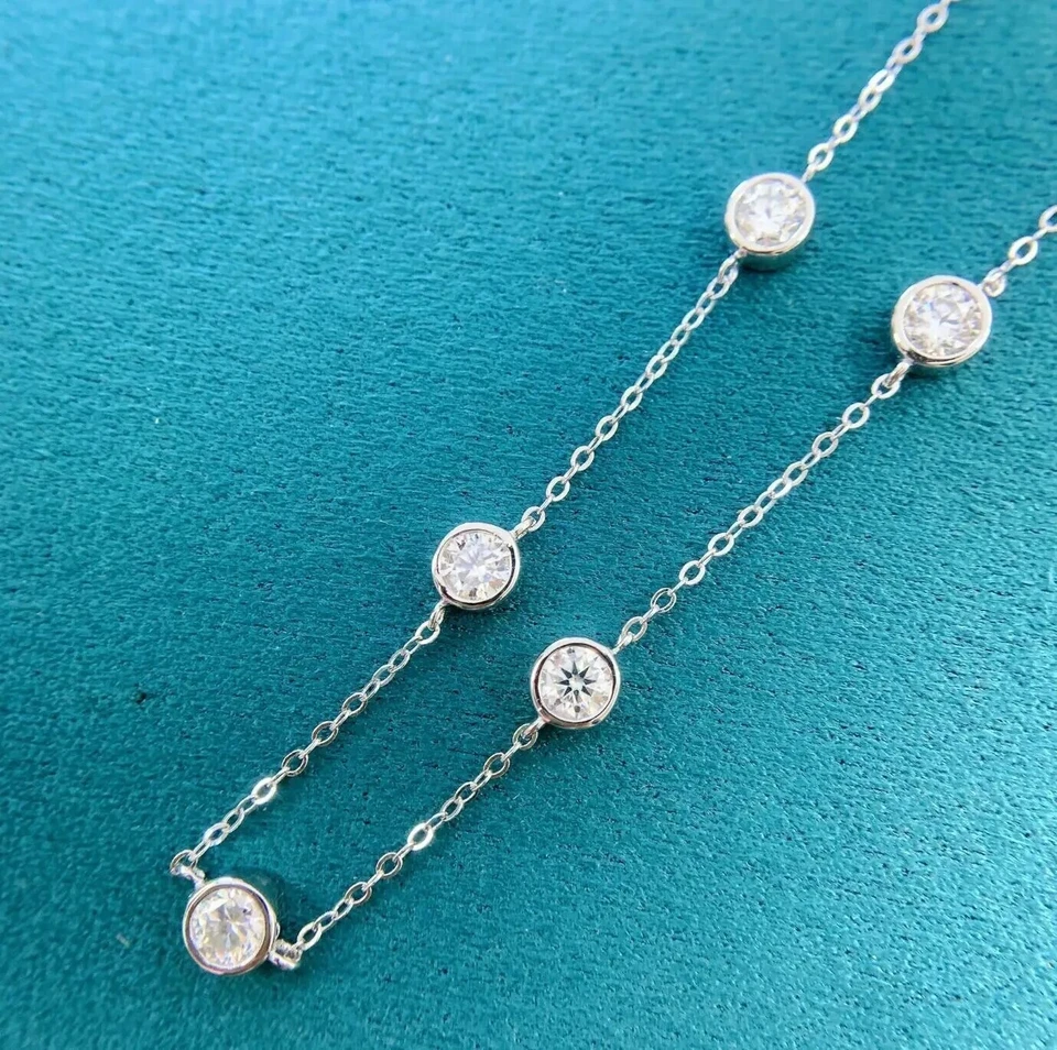 1ct 2.5mm Bubble Choker Lab-Created Necklace VVS1/D/Excellent Diamond Test Pass - Image 2 of 4