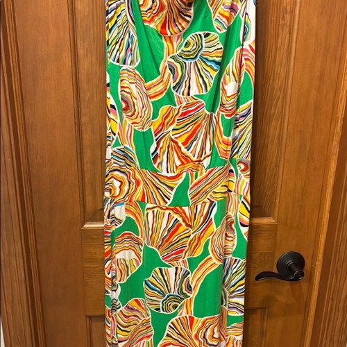 Trina Turk retro inspired Sleeveless Cowl Neck Tall maxi Sundress drop waist S - Picture 4 of 10