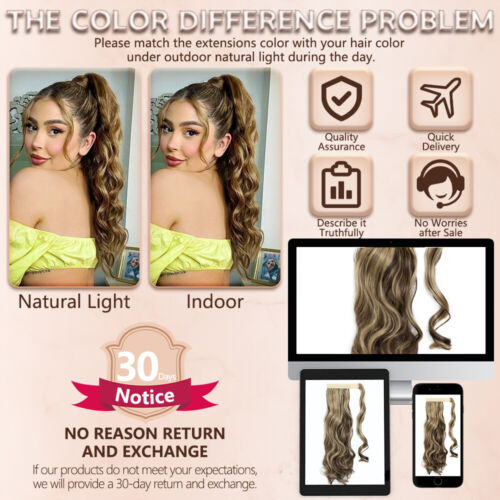 Thick Wavy Clip-in Ponytail Hair Extensions Real Soft Natural As Human Pony Tail - Picture 13 of 142