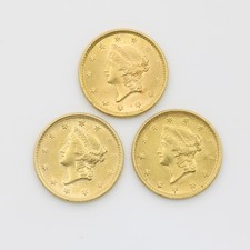 1851-1853 Type 1 Liberty Head Gold Dollar United States Coin Lot of 3 #C839-3