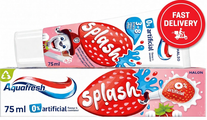 Aquafresh Paw Patrol Kids Toothpaste 3-8 Years Strawberry 75ml Splash Milk Teeth