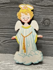Vintage Angel Pressed Board Cut-Out Baby Nursery Christmas Kitsch Plaque 8.5  