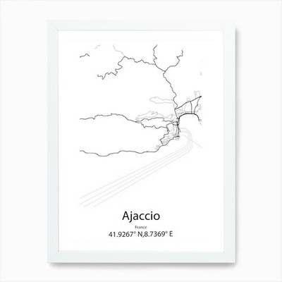 Ajaccio,France Minimalist Map Art P Framed Wall Art Poster Canvas Print Picture