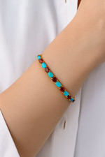 Natural Turquoise Garnet Gemstone Gold Plated 925 Silver Jewelry Valentine Gift