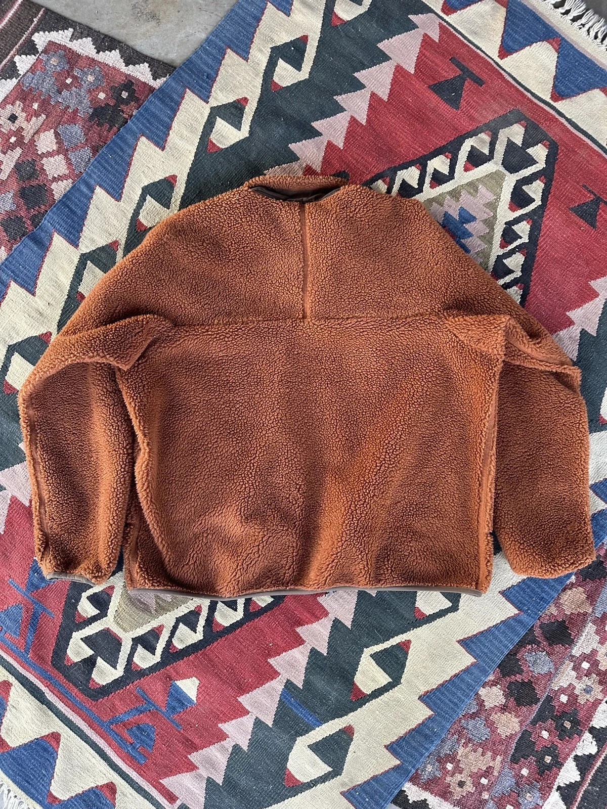 Rare PATAGONIA Deep Pile Fleece Brown Cedar Cardigan Gorpcore Retro-X XL   thumbnail 9