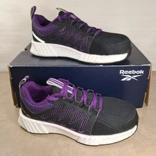 Reebok Fusion Flexweave Work Shoes Women’s 6W Black Purple Composite Toe