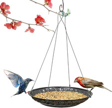 Upgraded Hanging Bird Feeder Tray,11.8  Stainless Steel Large Platform Metal Mes