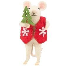 Primitives by Kathy Felt Mouse Christmas Tree Holiday Ornament Critter Gift Cute