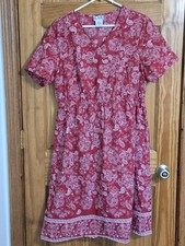 Blair Casual House Dress Muu Muu Gown 100% Cotton Women LARGE Red Paisley Floral