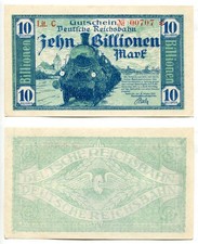 Deutsche Reichsbahn Karlsruhe  10 Billionen Mark 1923 Lit. C,  unc-