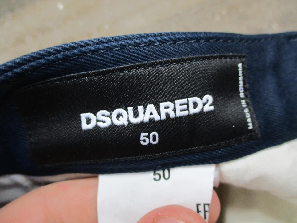 DSQUARED2 Pantalones Para Hombres 50 Azul Marino Algodón Elástico Chino Vestido Pantalones S71KA0881 Foto 3 de 4