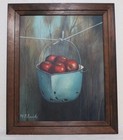 Original Still Life Oil Painting on Canvas Apples Hanging in Bucket M. Palanik — photo 5
