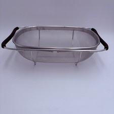 Over The Sink Colander Strainer Basket Stainless Steel Kitchen Sink Extendable