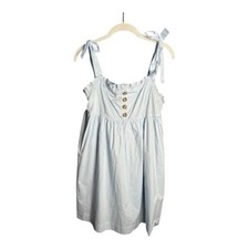 Urban Outfitters Blue Cotton Tie Strap Babydoll Dress Sz Medium