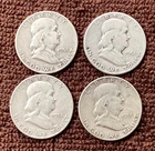 90% Silver FV $2.00. Franklin Halves 50c. Lot (4). (3)1951-S (1)’51-P. Free Ship