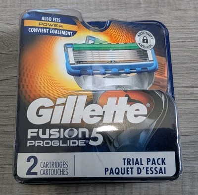 Gillette Fusion 5 ProGlide Trial Pack Men's Razor Blade Refills 2 Count Sealed