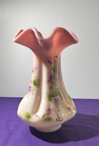 Fenton Rosalene Pansy Sunrise Vase 2005 Platinum Collection Ltd Ed MINT!